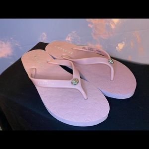 NWOT coach pink flip flops